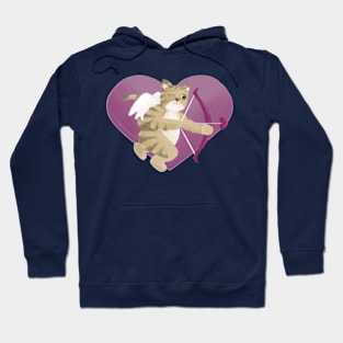 Valentine cat and pink heart Hoodie